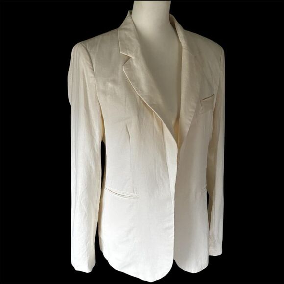 NWT Rachel Zoe White Linen & Cotton Blazer | M - Picture 3 of 10